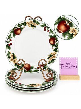 Citation THE CADES COVE COLLECTION Apples Ceramic Stoneware Dinner Plates Set 4